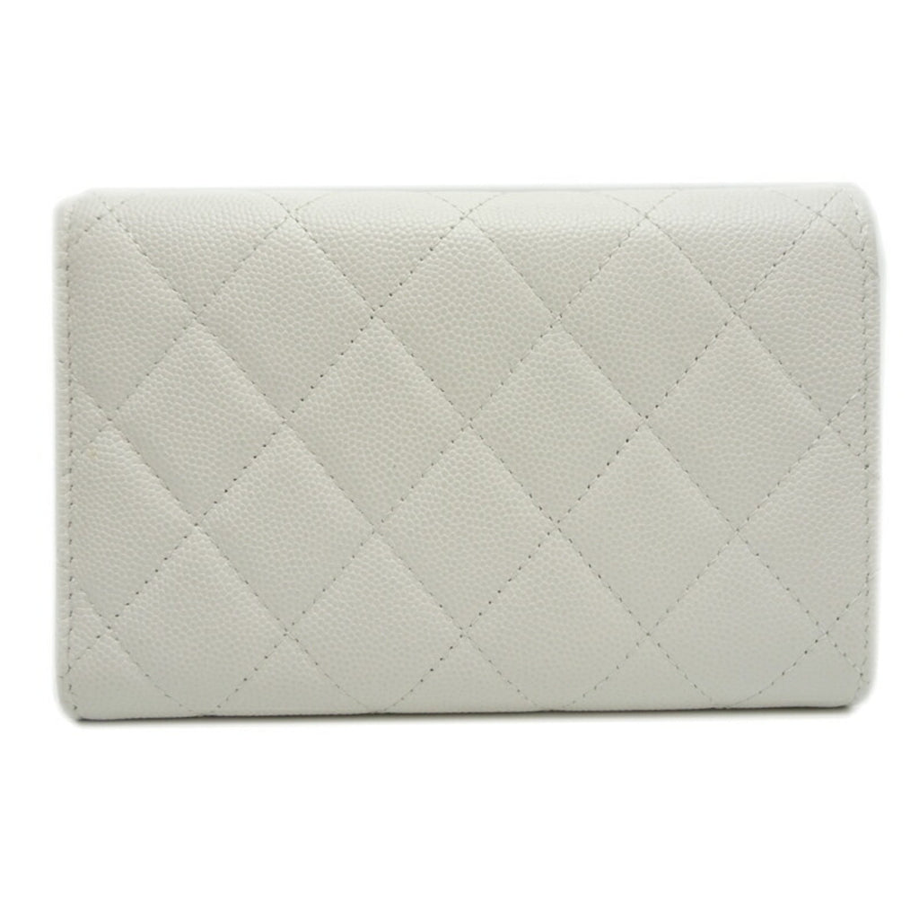 Chanel White Grained Calfskin Wallet (Tri-Fold)