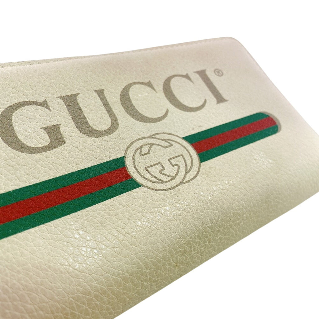 Gucci White Leather Long Wallet (Bi-Fold) (Pre-Owned)