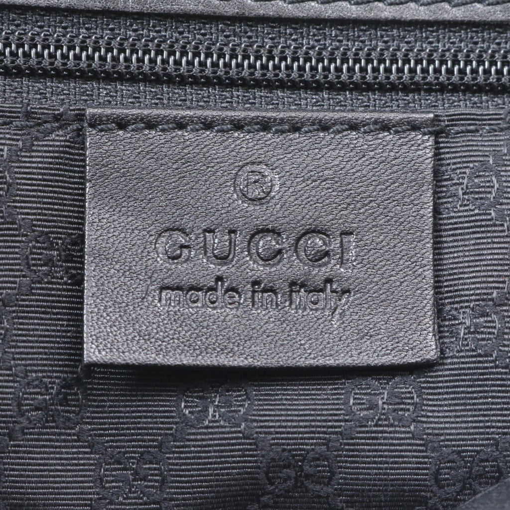 Gucci Black Navy Leather Canvas Shoulder Bag (Pre-Owned)