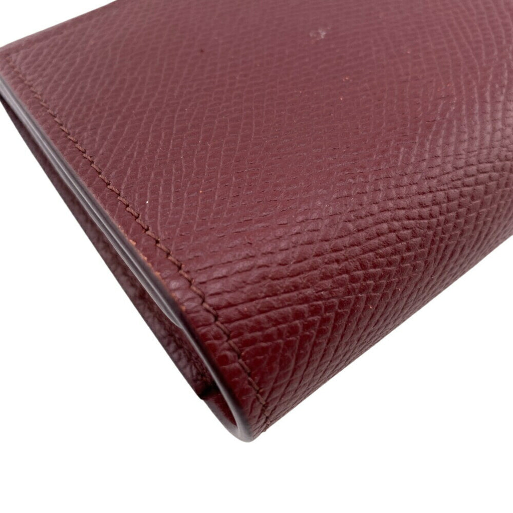Celine Bordeaux Leather Long Wallet (Bi-Fold)