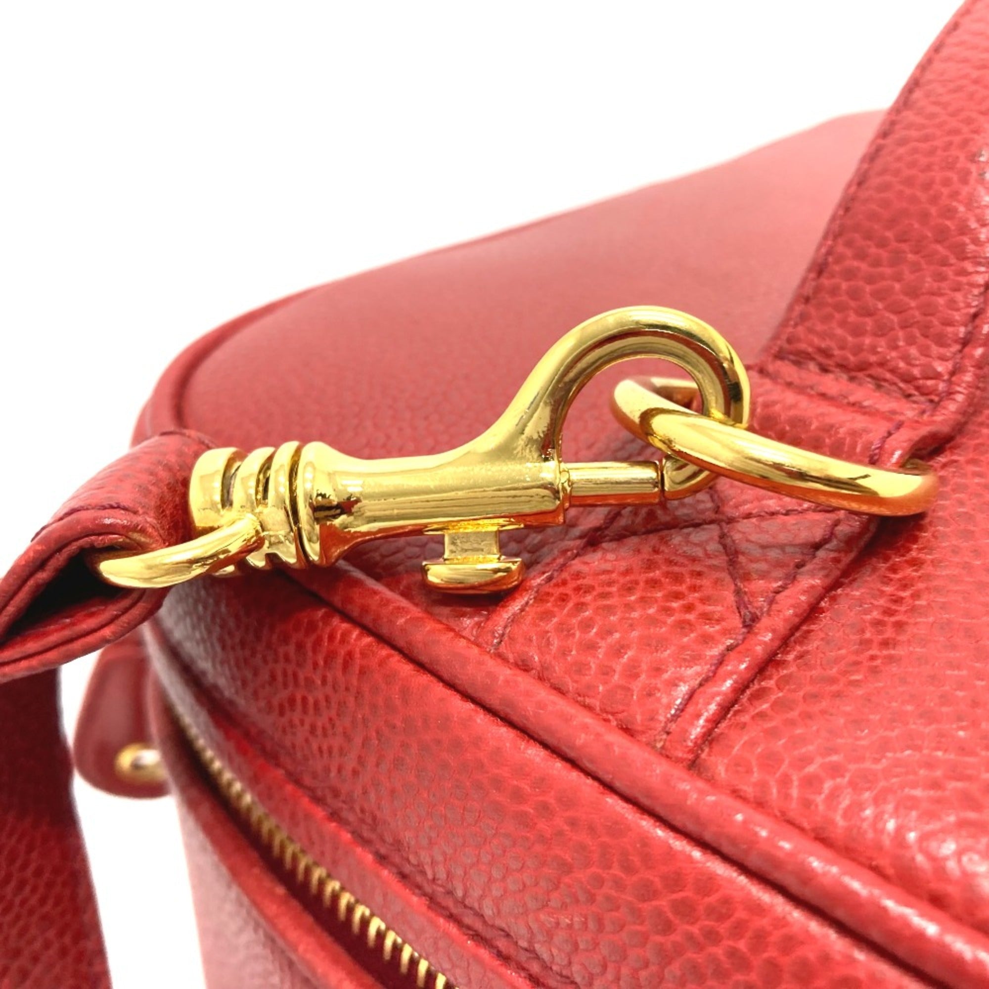 Chanel Red Leather Shoulder Bag
