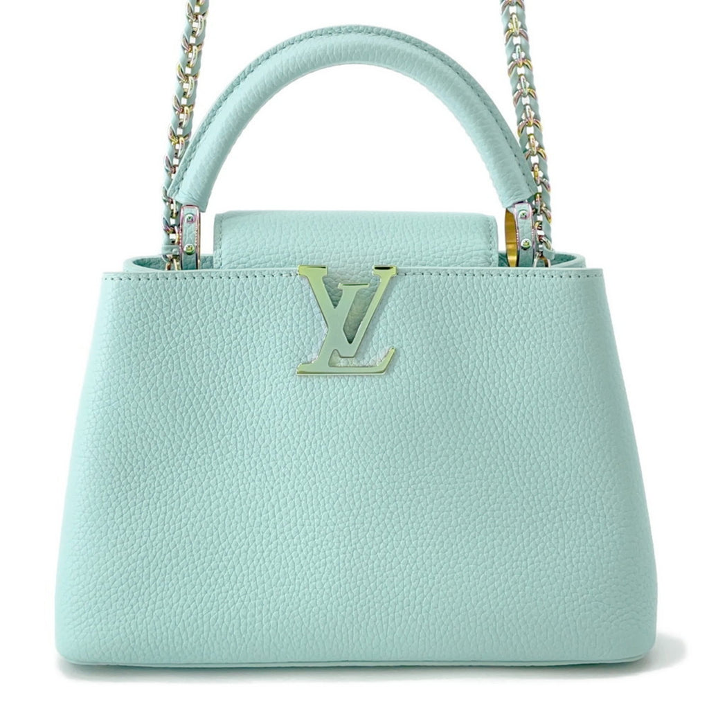 Louis Vuitton Light Blue Leather Handbag Shoulder Bag