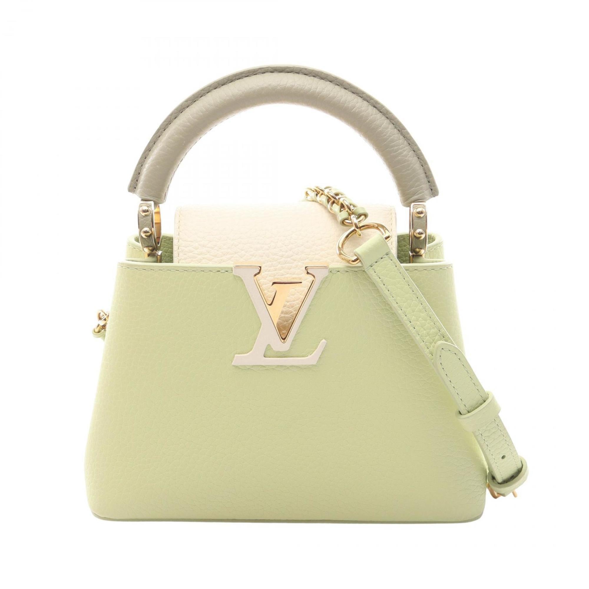 Louis Vuitton Green White Leather Handbag