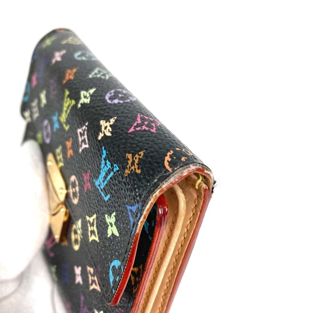 Louis Vuitton Black Multi-Color Noir Monogram Multicolore Canvas Wallet (Tri-Fold)