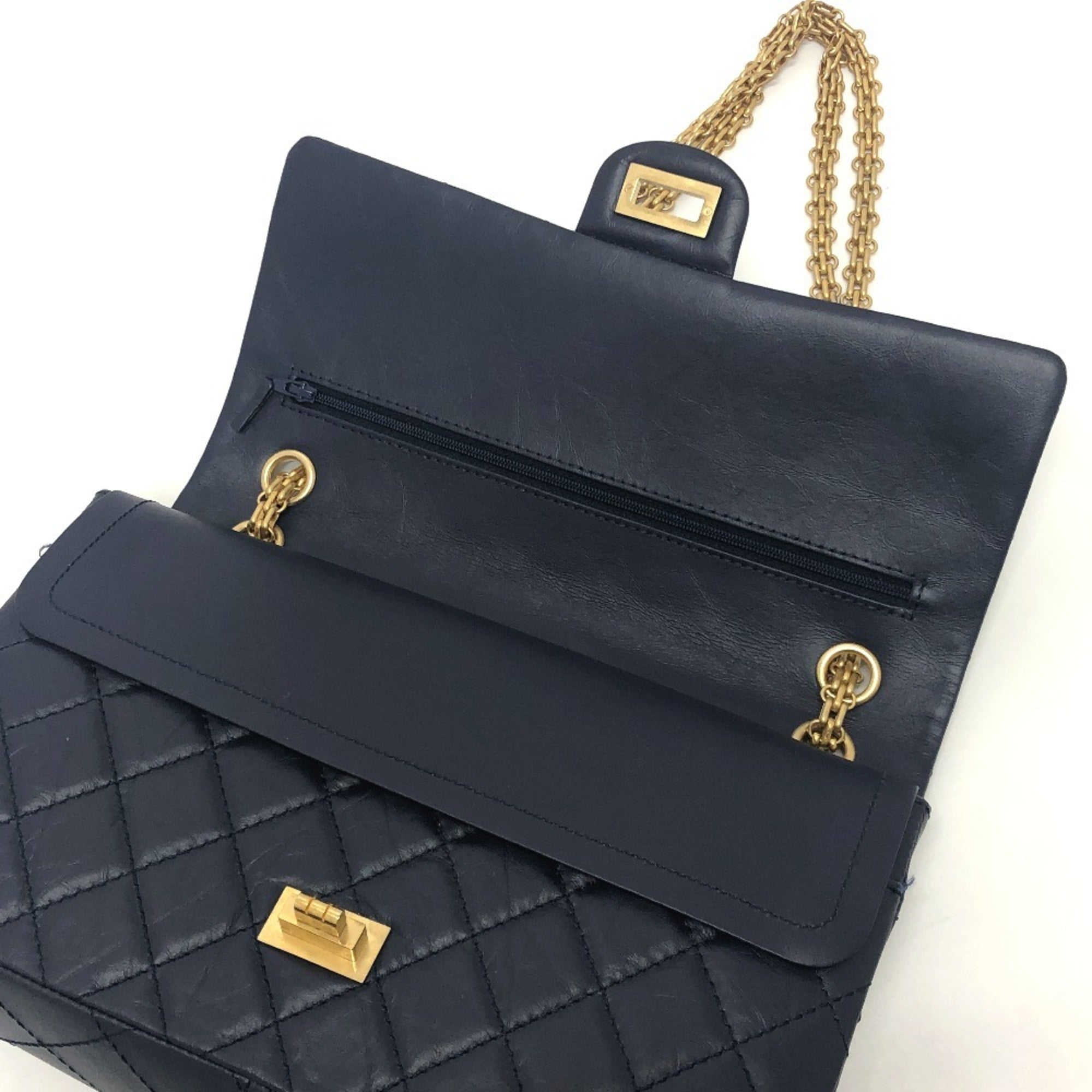 Chanel Navy Leather Shoulder Bag