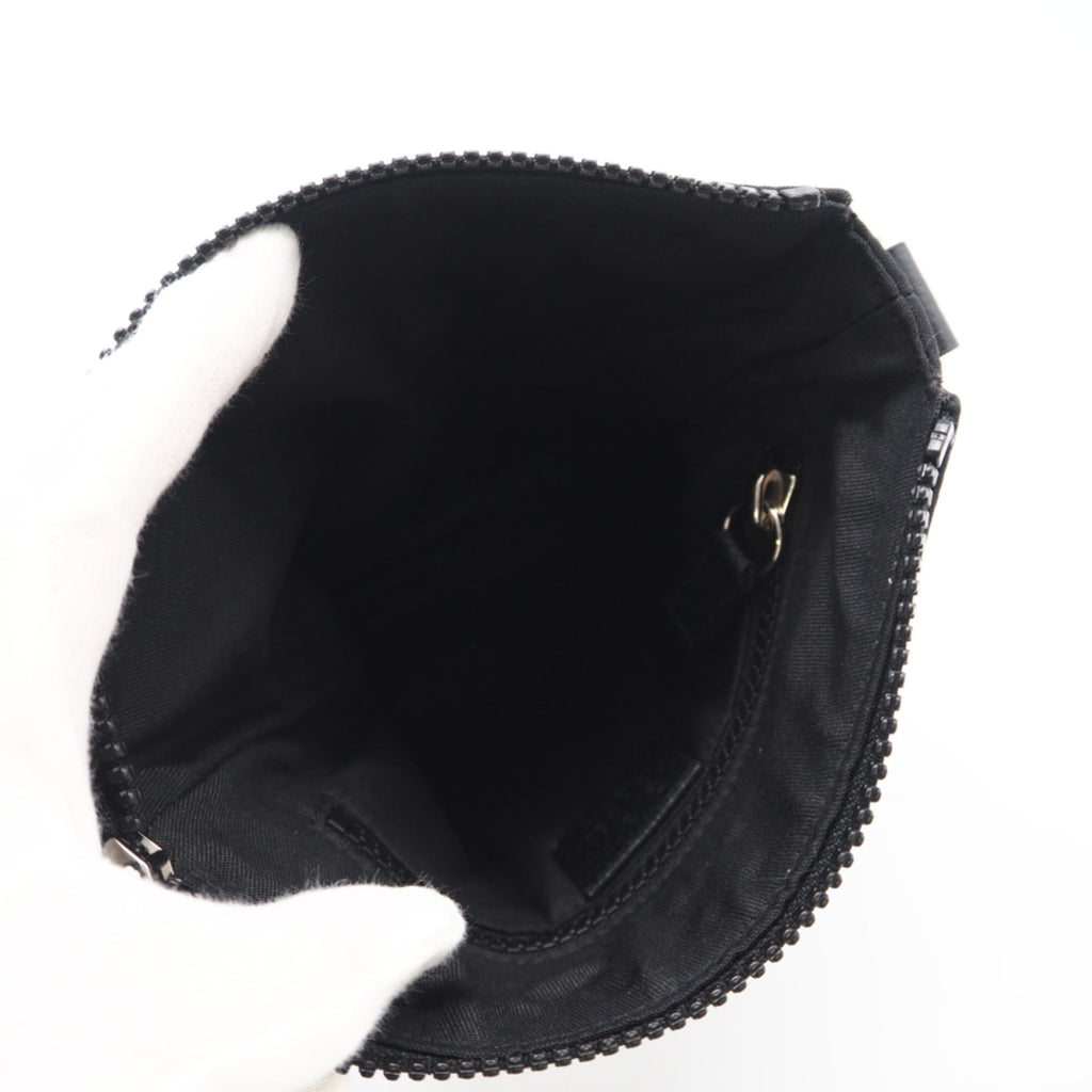 Gucci Black Gray Nylon Leather Shoulder Bag (Pre-Owned)