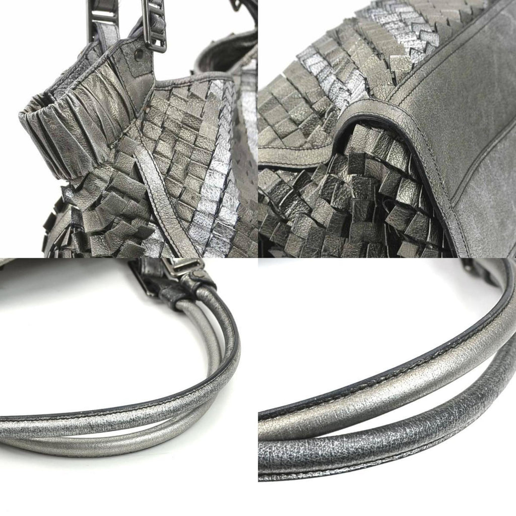 Burberry Metallic Gray Leather Shoulder Bag