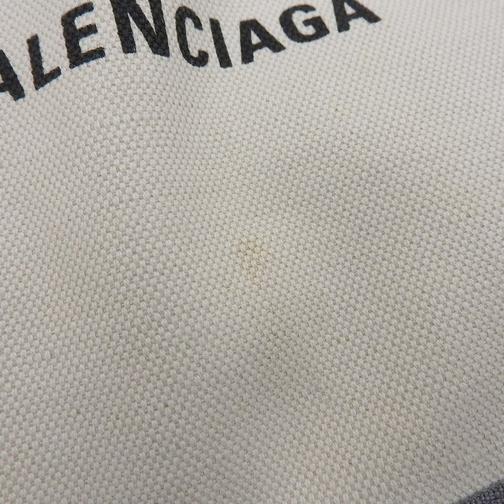 Balenciaga Gray White Canvas Leather Pouch Tote