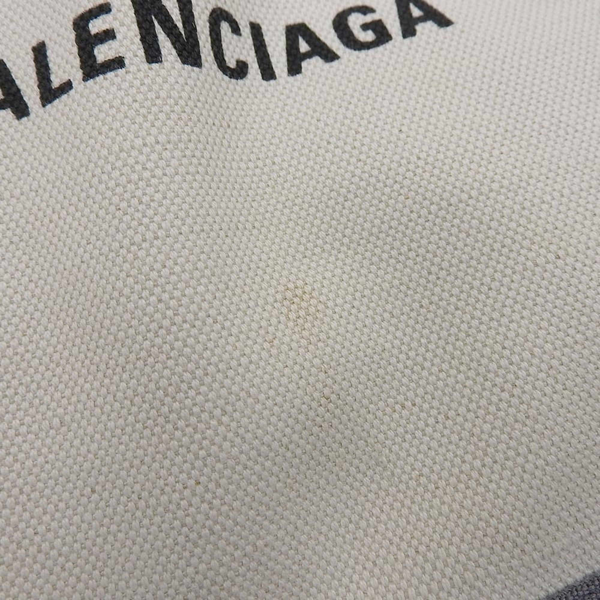 Balenciaga Gray White Canvas Leather Pouch Tote
