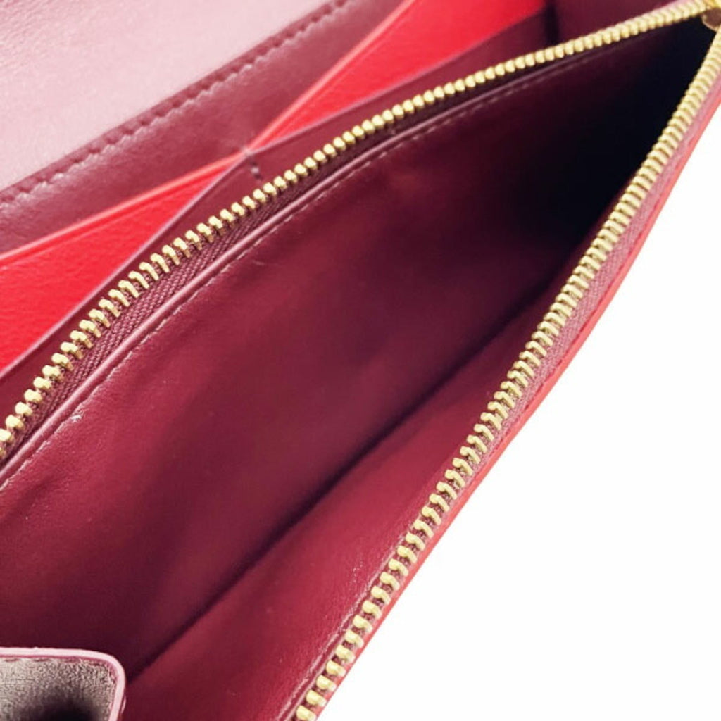 Bottega Veneta Bordeaux Red Color Leather Long Wallet (Bi-Fold)