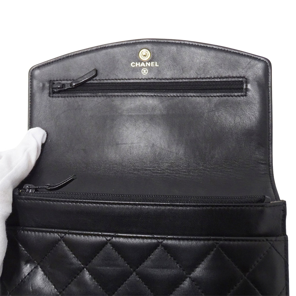 Chanel Black Leather Long Wallet (Bi-Fold)