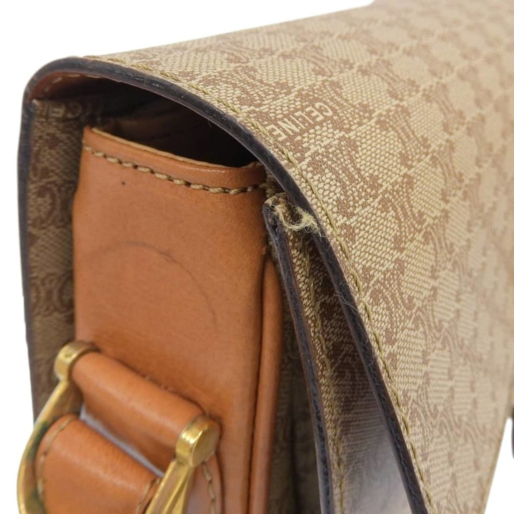 Celine Macadam Beige Coated Canvas Shoulder Bag
