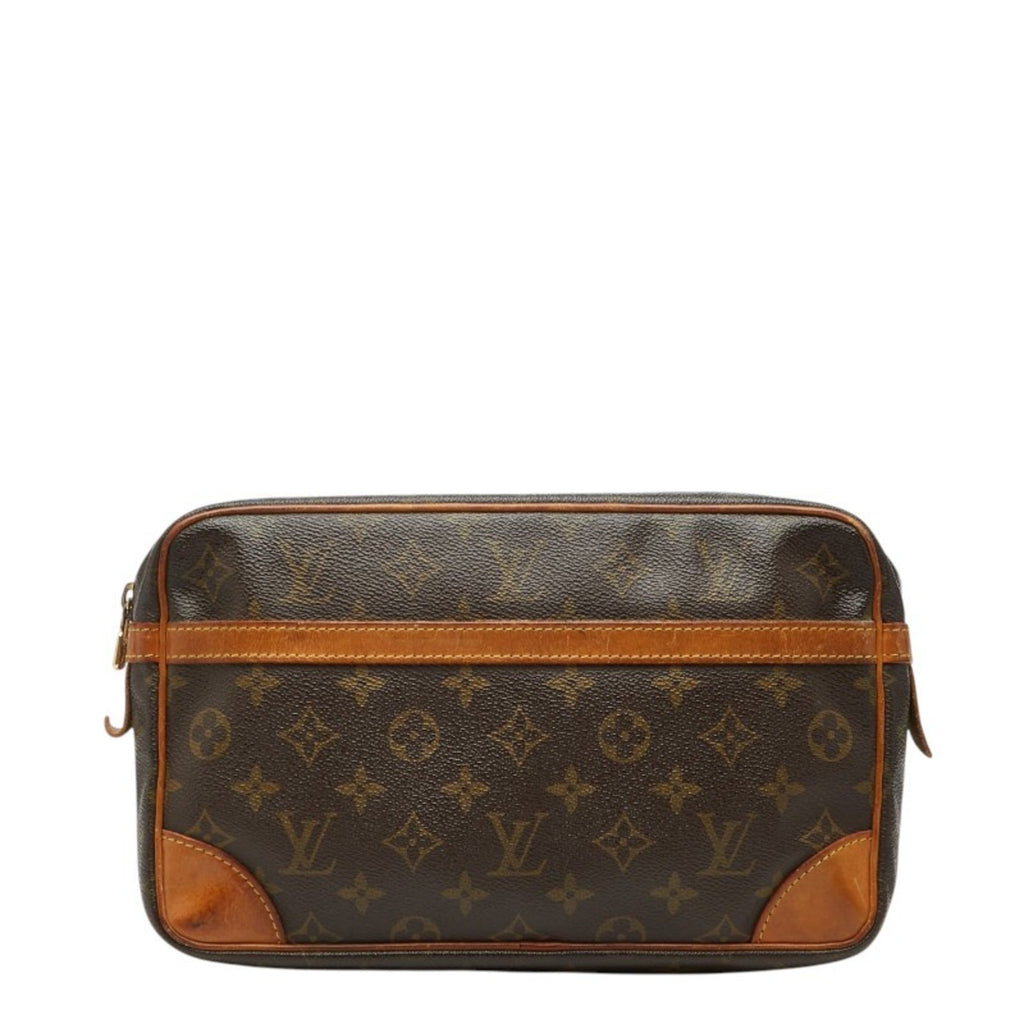 Louis Vuitton Brown Pvc Leather Clutch Bag