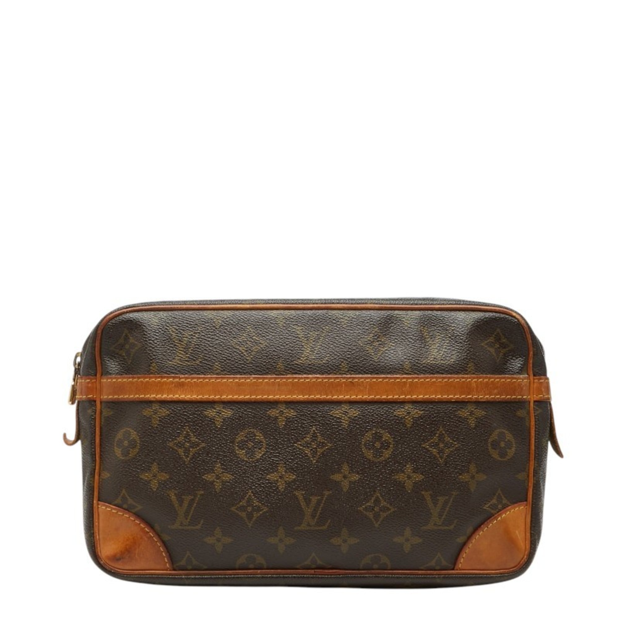 Louis Vuitton Brown Pvc Leather Clutch Bag