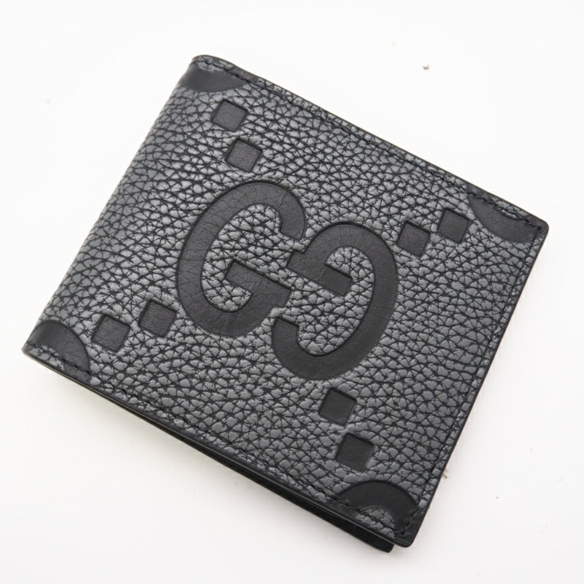 Gucci Black Gray Gg Leather Wallet (Bi-Fold) (Pre-Owned)