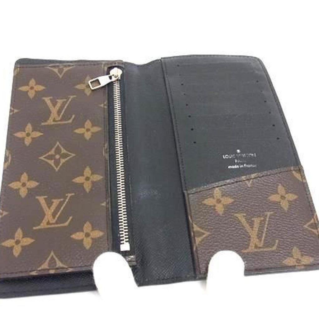 Louis Vuitton Monogram Macassar Black Brown Pvc Leather Long Wallet