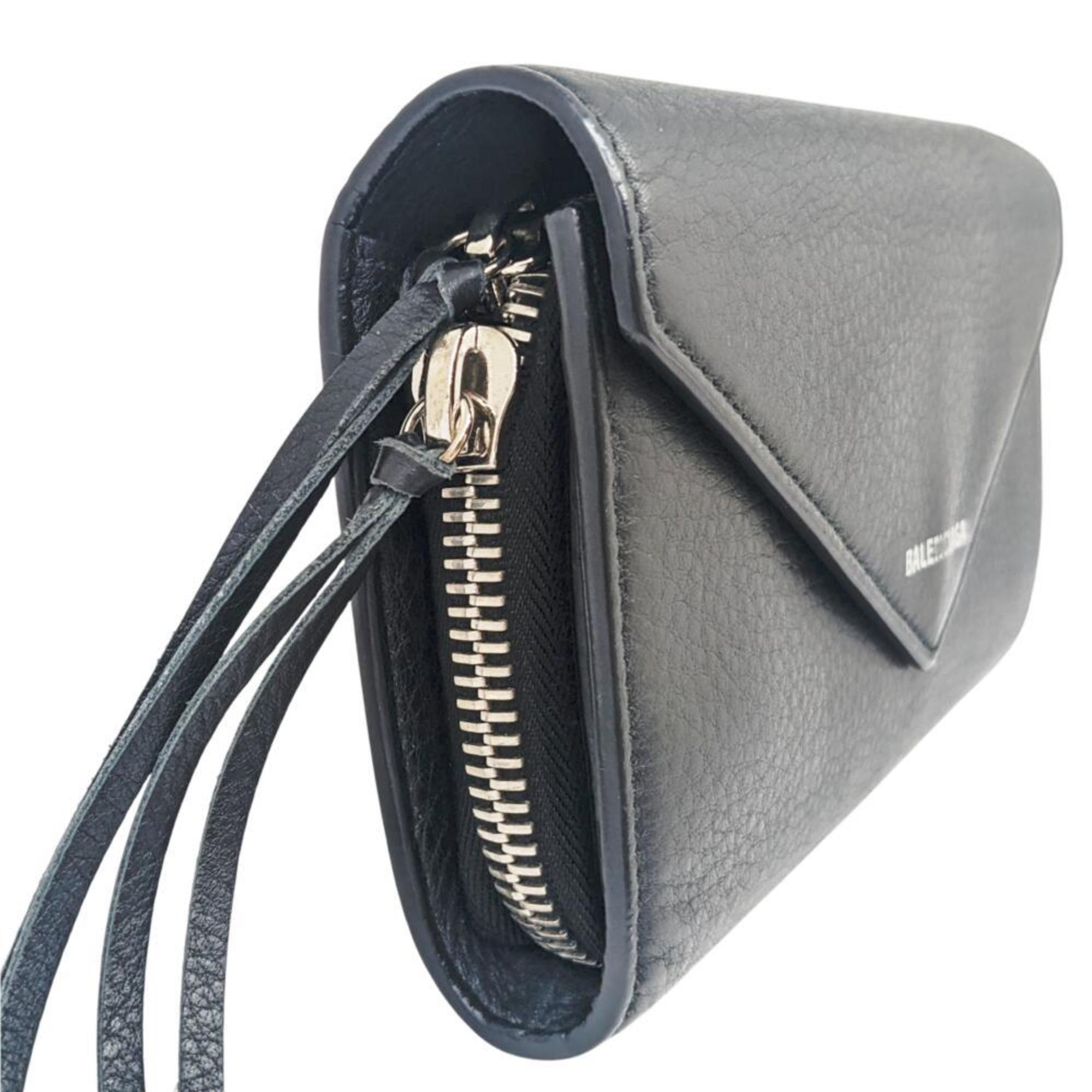 Balenciaga Black Leather Long Wallet (Bi-Fold)