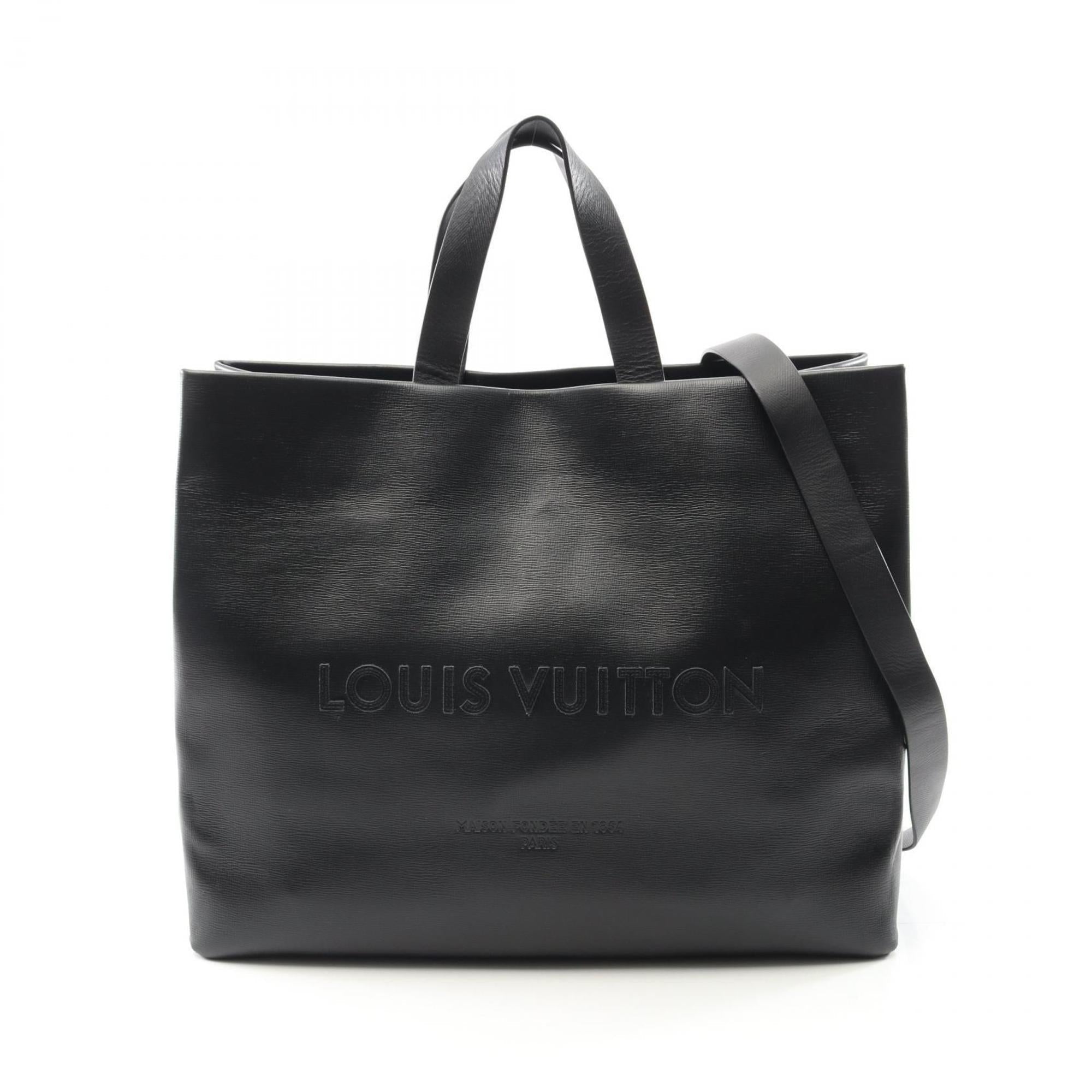 Louis Vuitton Black Leather Tote Bag