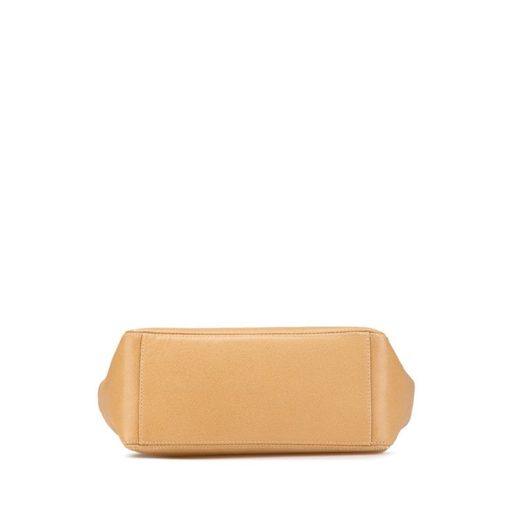 Chanel Beige Grained Calfskin Plastic Shoulder Bag Tote Bag