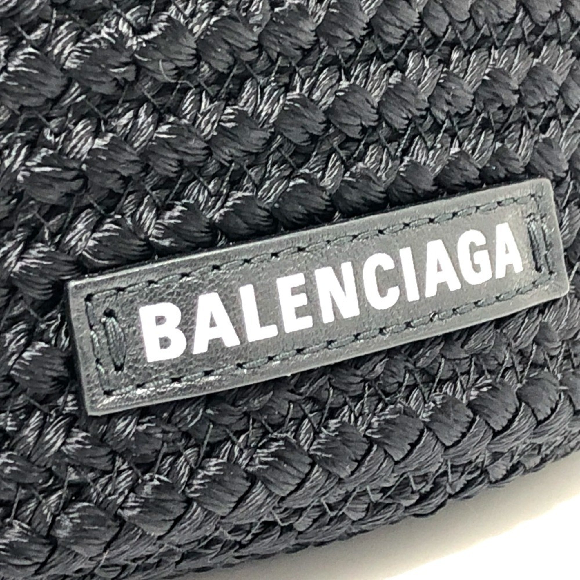 Balenciaga Black Nylon Leather Handbag Tote