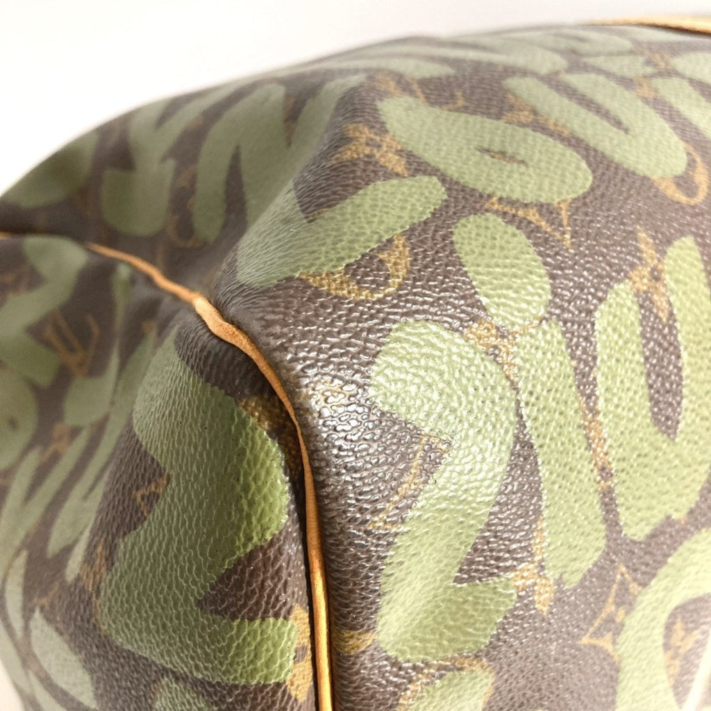 Louis Vuitton Monogram Graffiti Brown Khaki Monogram Graffiti Boston Bag Handbag
