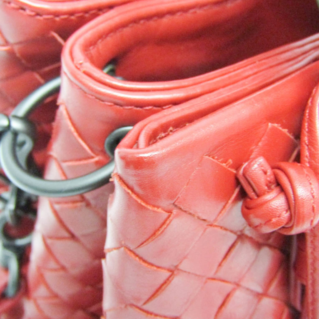 Bottega Veneta Roma Bag Intrecciato Nappa Red Leather Shoulder Bag Bag