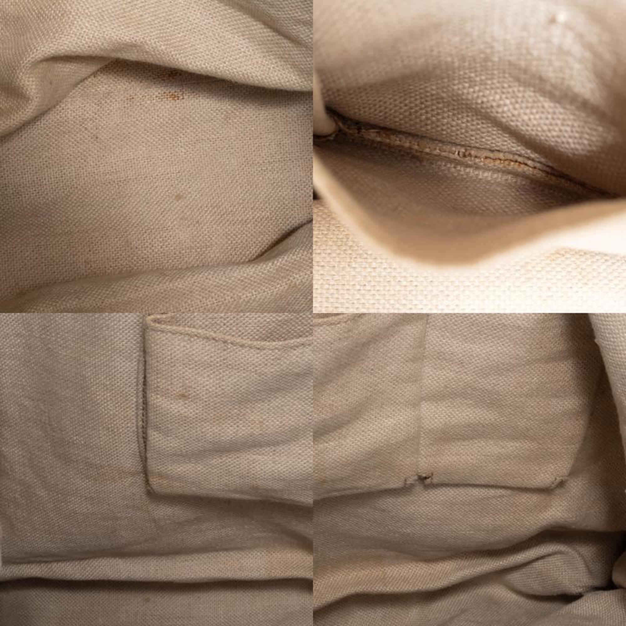 Gucci Gg Canvas Beige Brown Gg Canvas Leather Tote Bag (Pre-Owned)