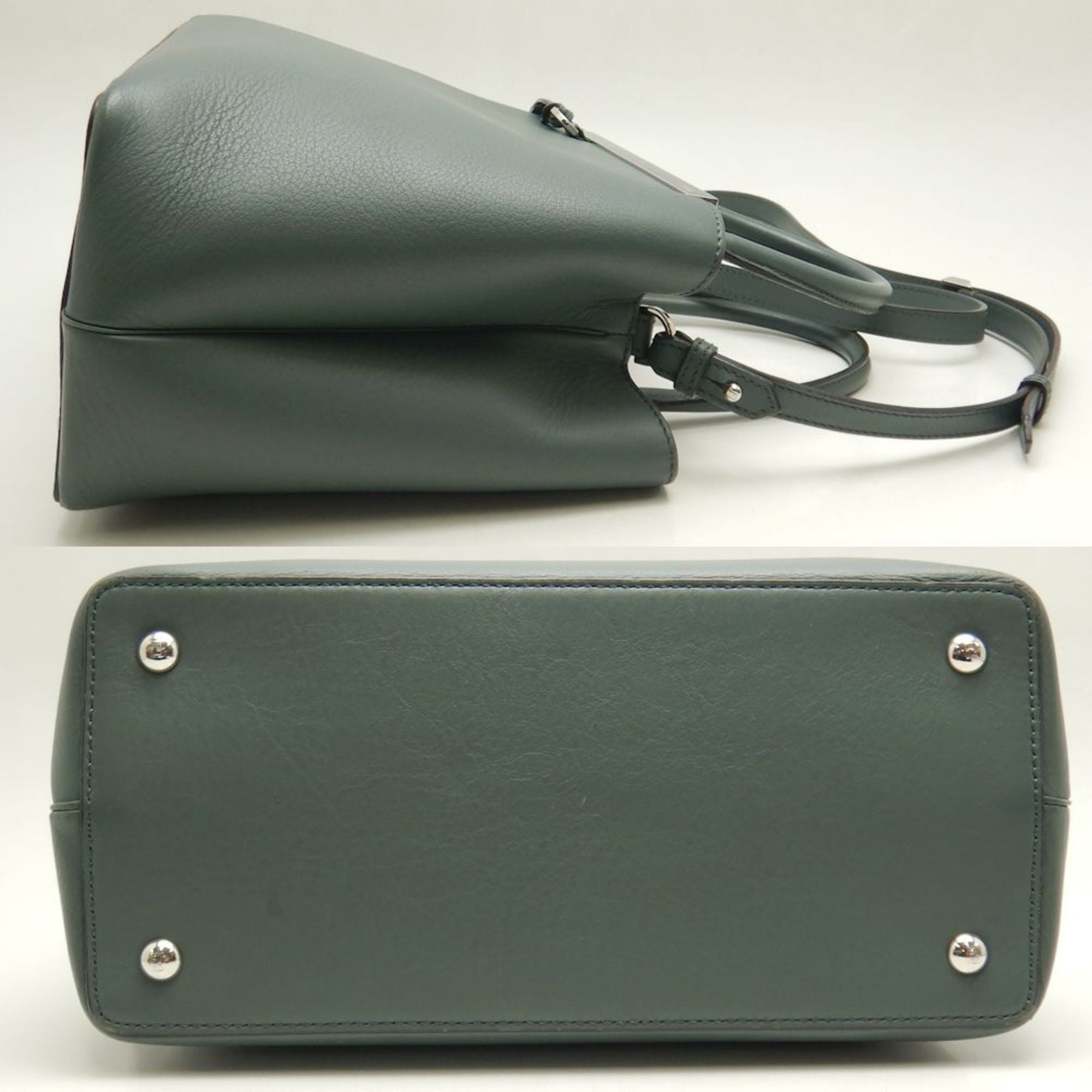 Fendi Khaki Yellow Leather Handbag
