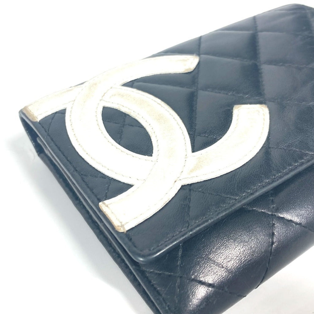Chanel Black White Leather Bill Wallet (Bi-Fold)