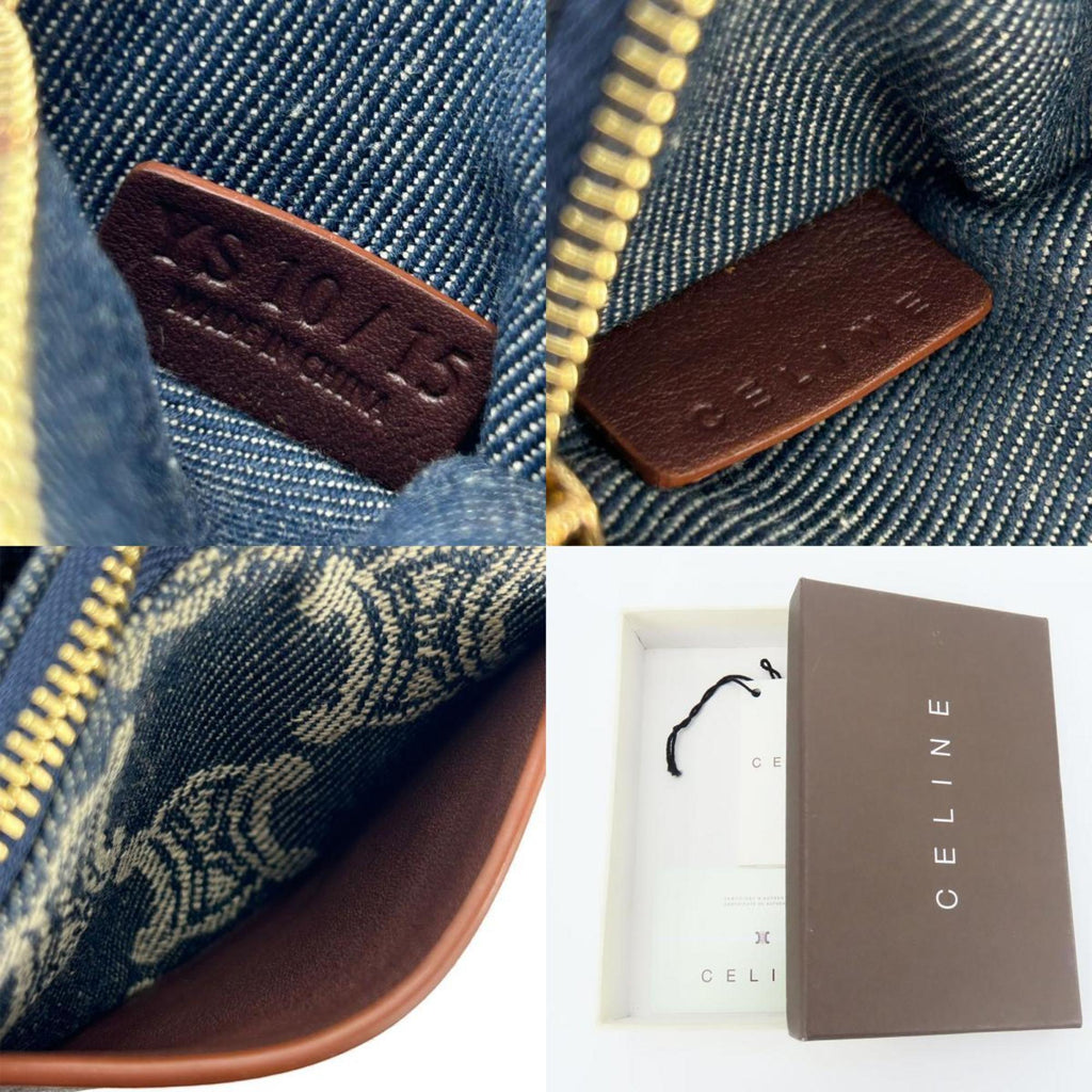 Celine Blue Brown Denim Leather Coin Purse/Coin Case