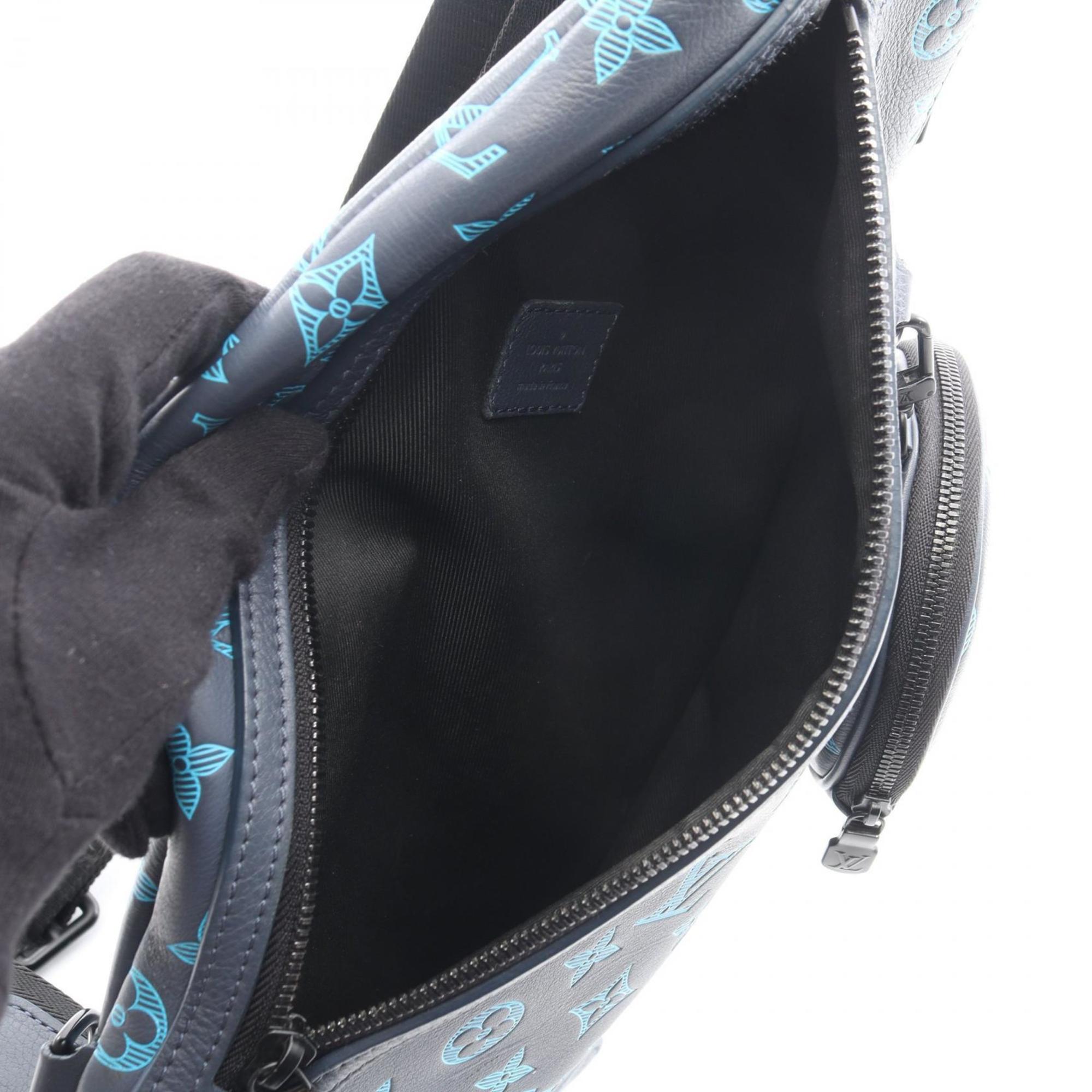 Louis Vuitton Blue Gray Monogram Shadow Leather Fanny Pack Sling Bag