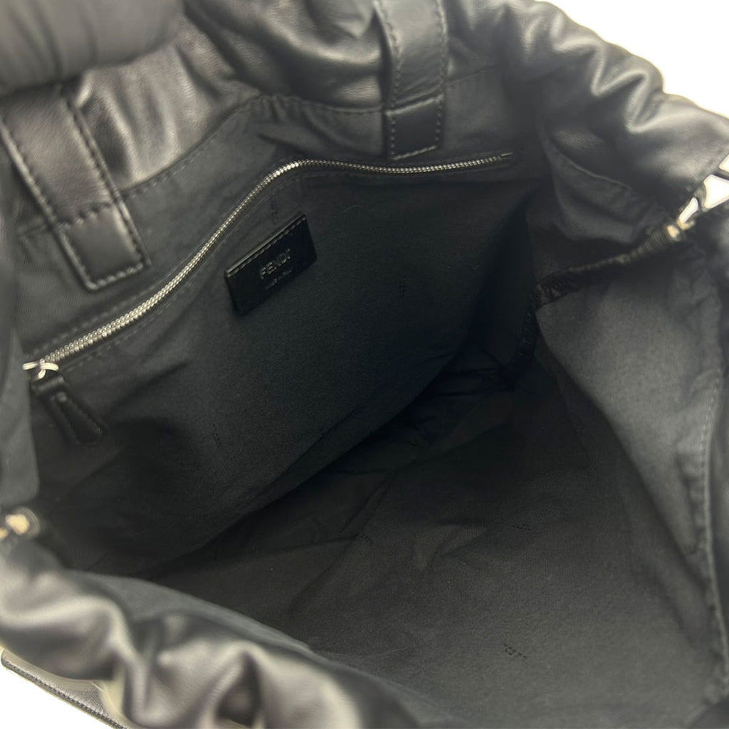 Fendi Beige Black Canvas Leather Backpack