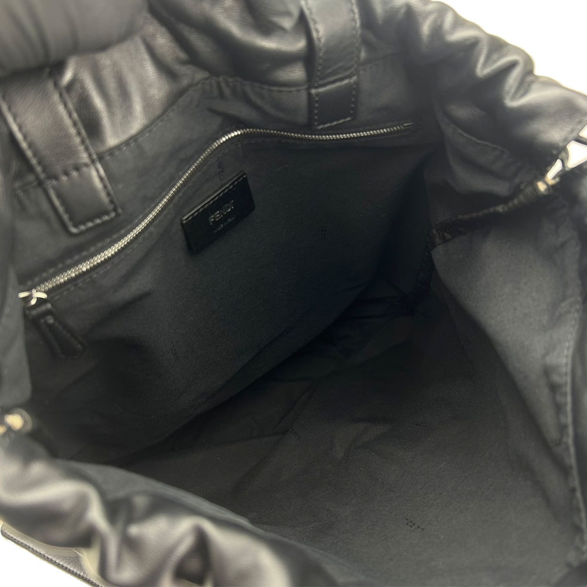 Fendi Beige Black Canvas Leather Backpack