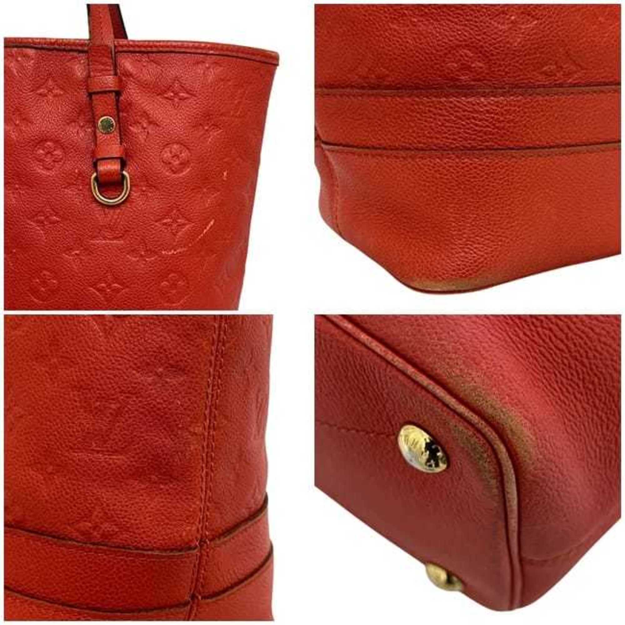 Louis Vuitton Monogram Empreinte Auriane Red Color Leather Tote Bag