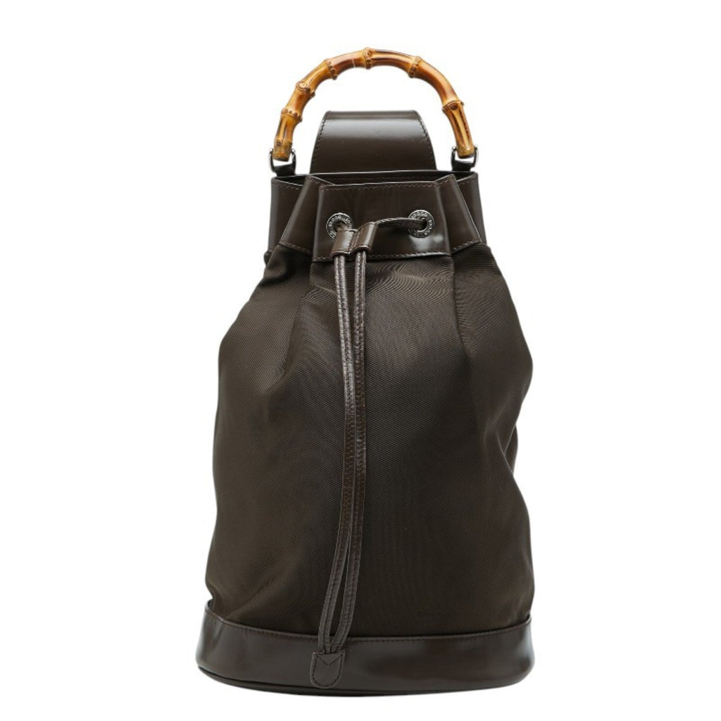 Gucci Brown Nylon Leather Shoulder Bag Sling Bag (Pre-Owned)