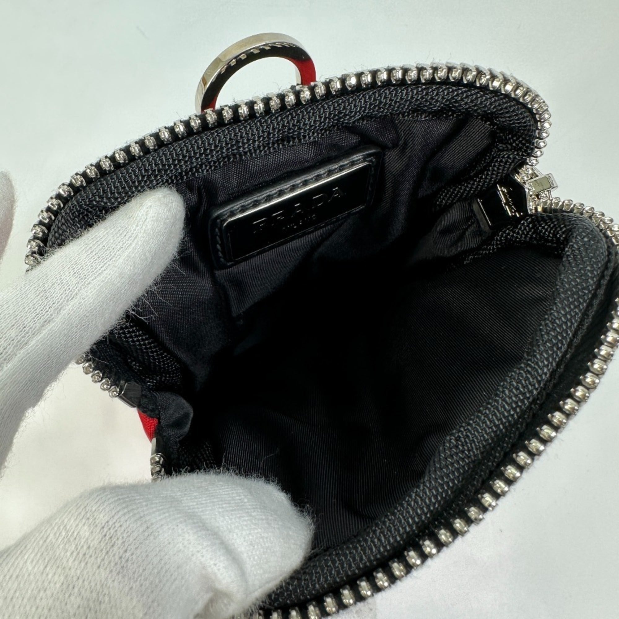 Prada Black Red Color Nylon Pouch