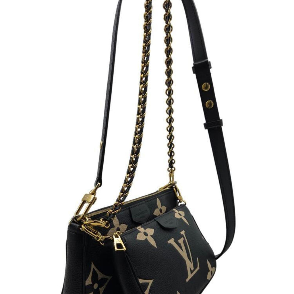 Louis Vuitton Beige Black Monogram Empreinte Pochette Shoulder Bag