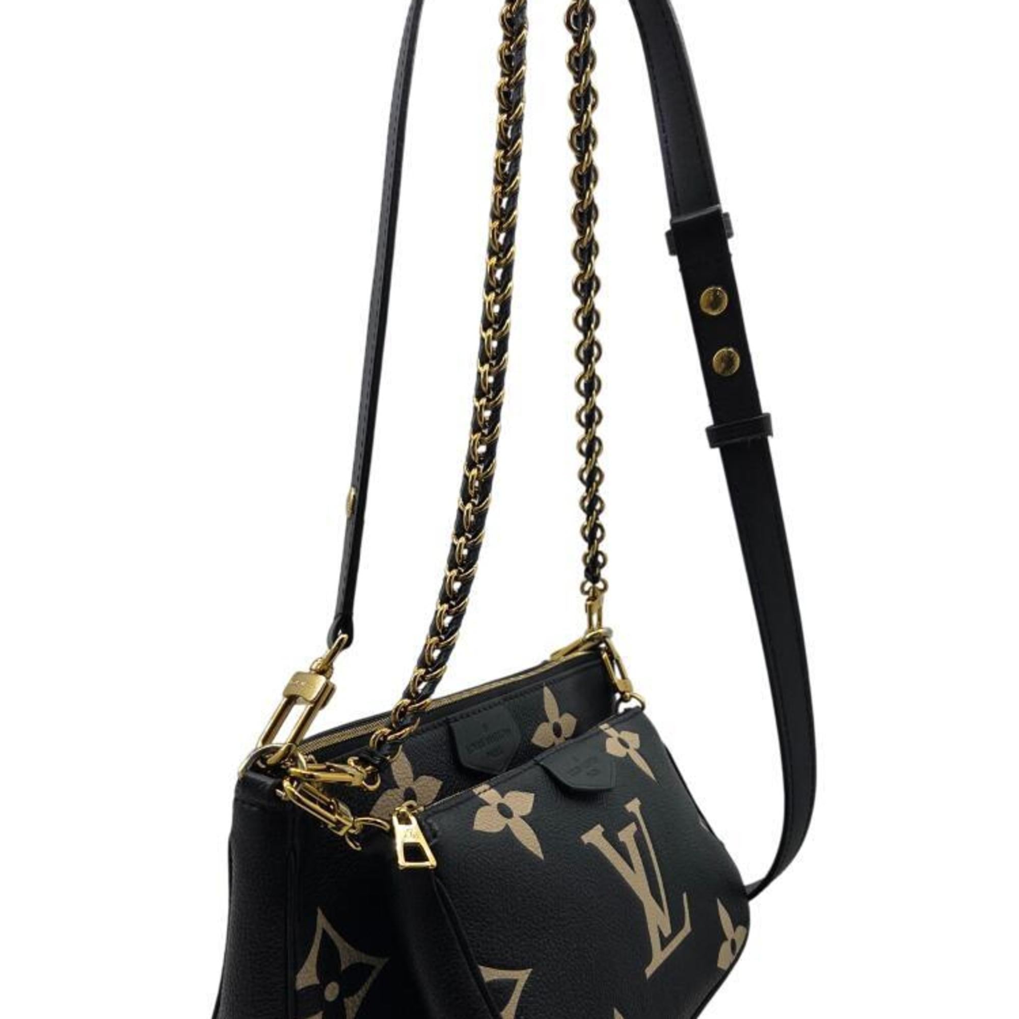 Louis Vuitton Beige Black Monogram Empreinte Pochette Shoulder Bag