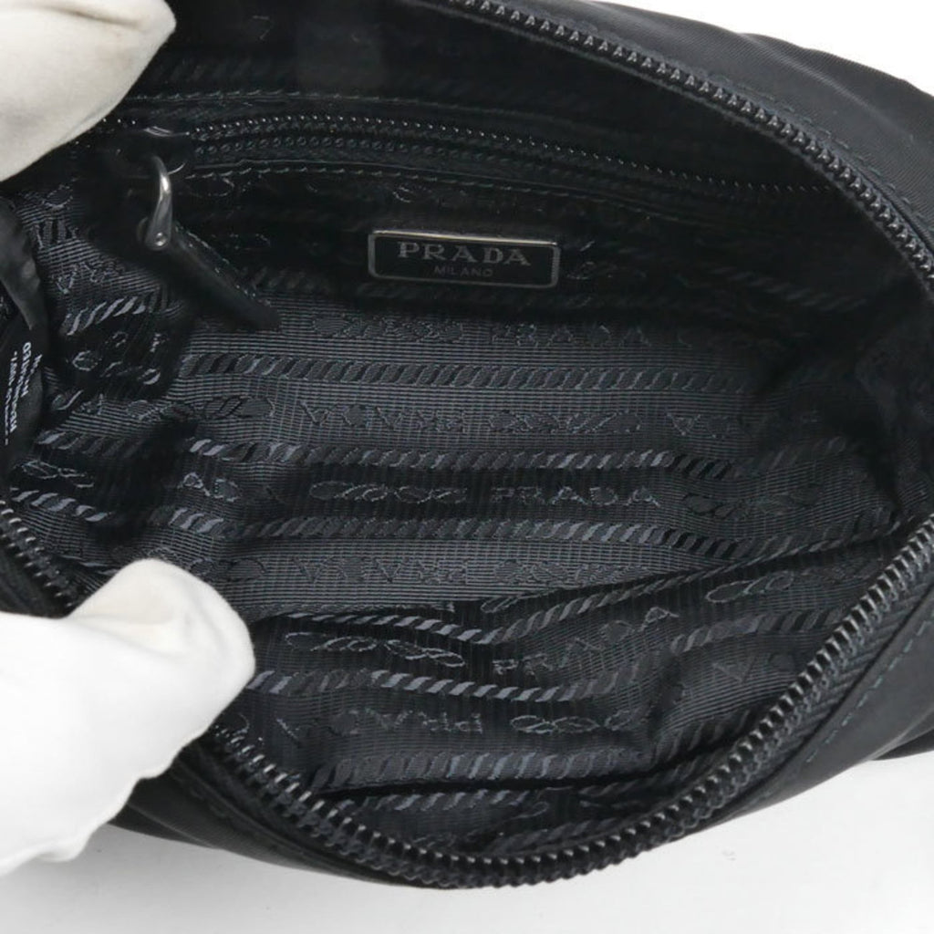 Prada Black Leather Nylon Pouch