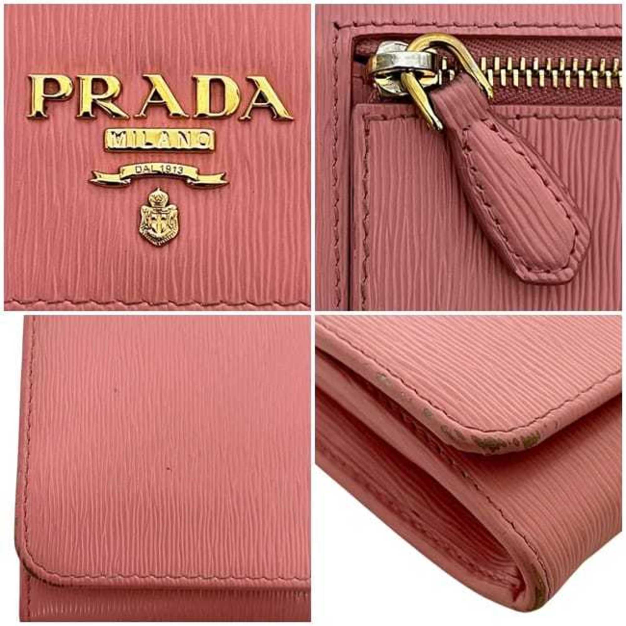 Prada Pink Leather Long Wallet (Bi-Fold)