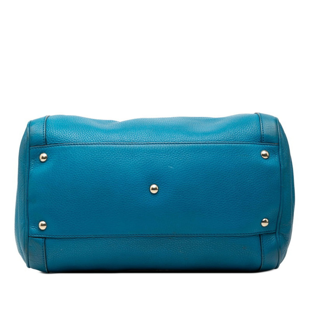 Gucci Soho Blue Leather Boston Bag Handbag (Pre-Owned)