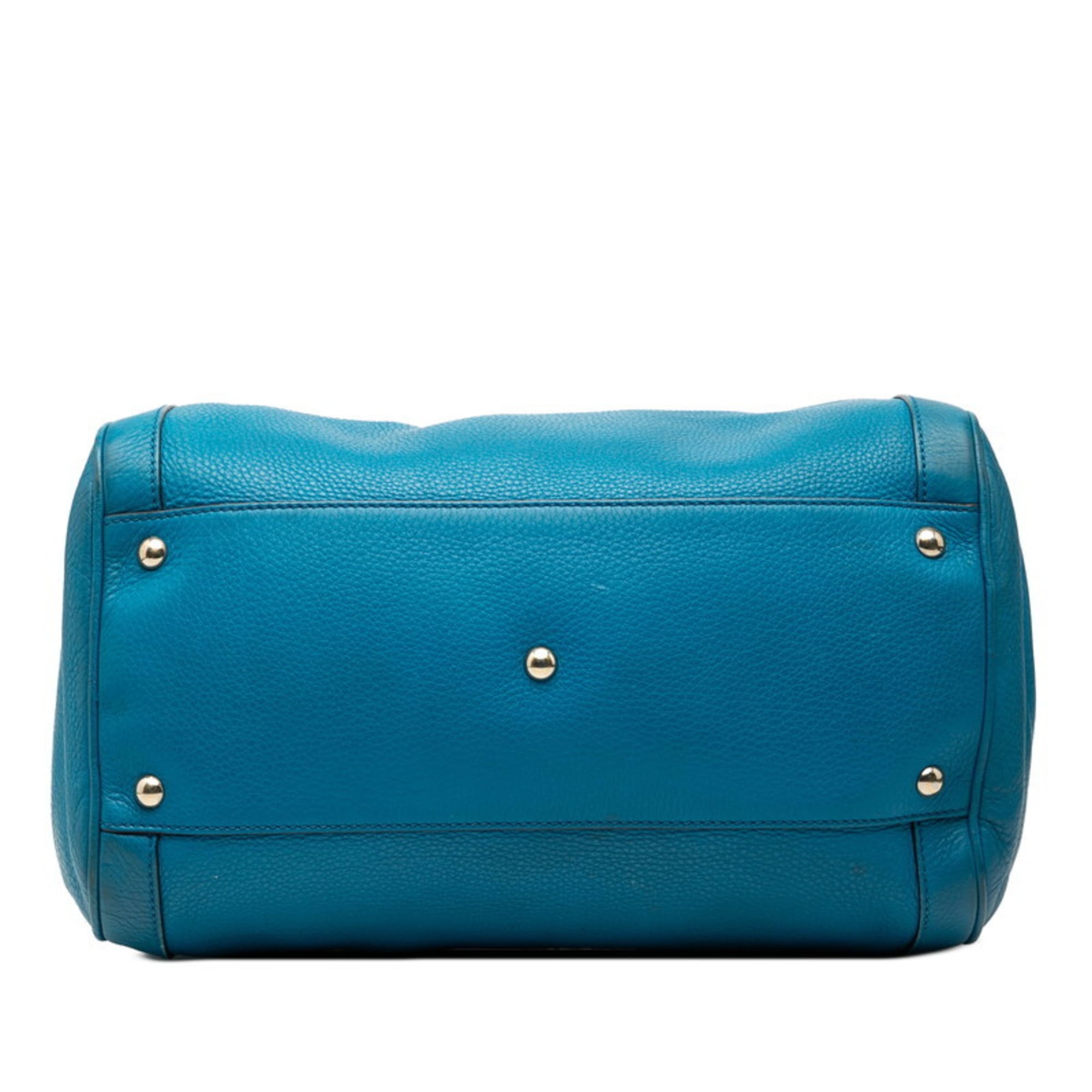 Gucci Soho Blue Leather Boston Bag Handbag (Pre-Owned)