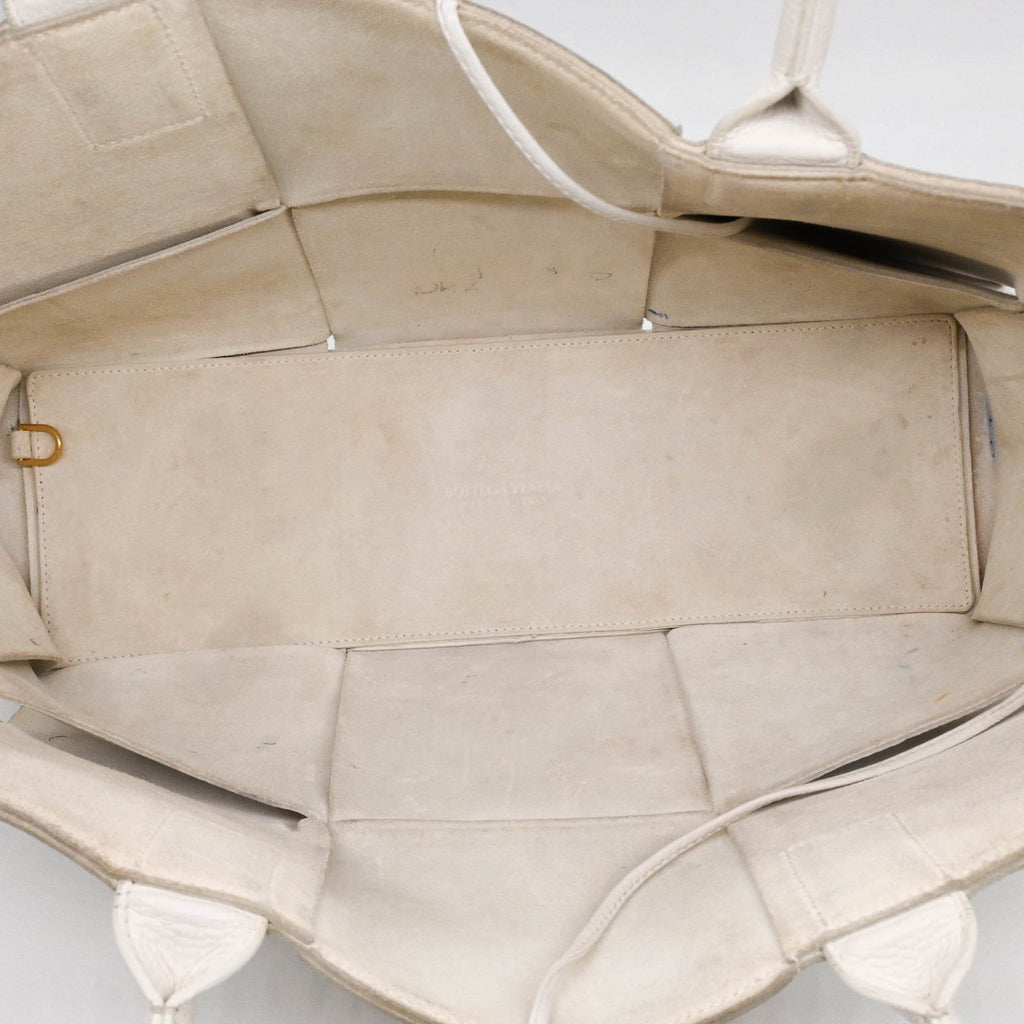 Bottega Veneta White Leather Tote Bag