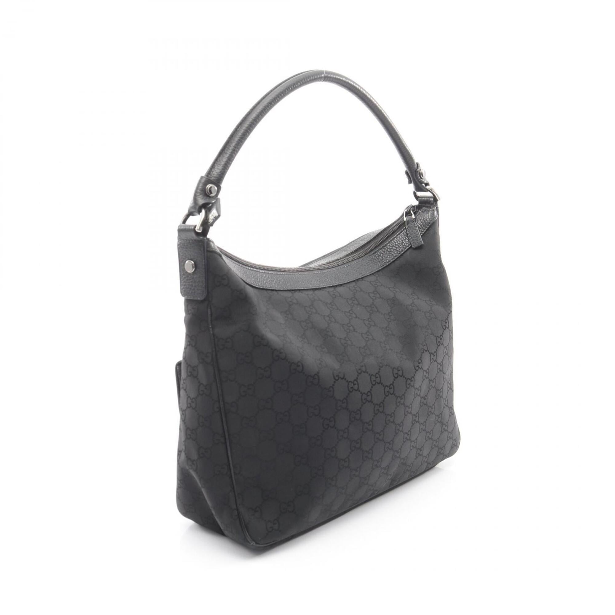 Gucci Black Nylon Leather Handbag Shoulder Bag (Pre-Owned)
