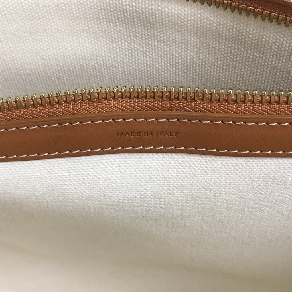 Celine Cabas Beige Canvas Leather Shoulder Bag Tote Bag