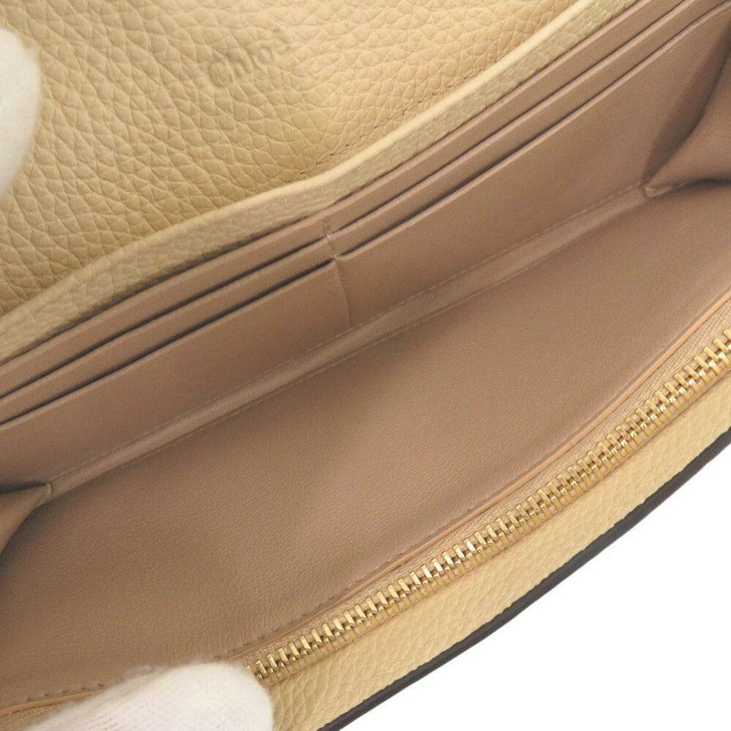 Chloé Beige Leather Long Wallet (Bi-Fold) (Pre-Owned)