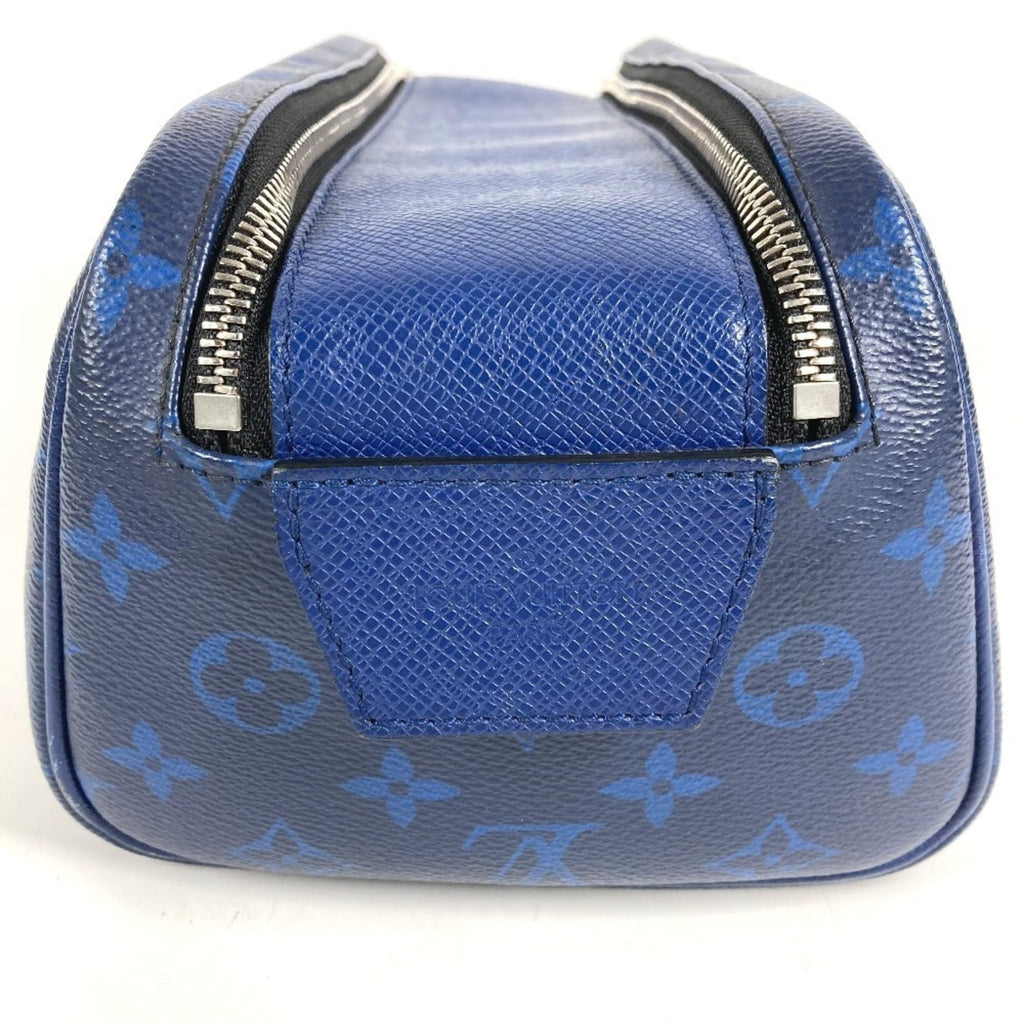 Louis Vuitton Blue Taiga Leather Monogram Canvas Leather Clutch Bag Handbag Pouch