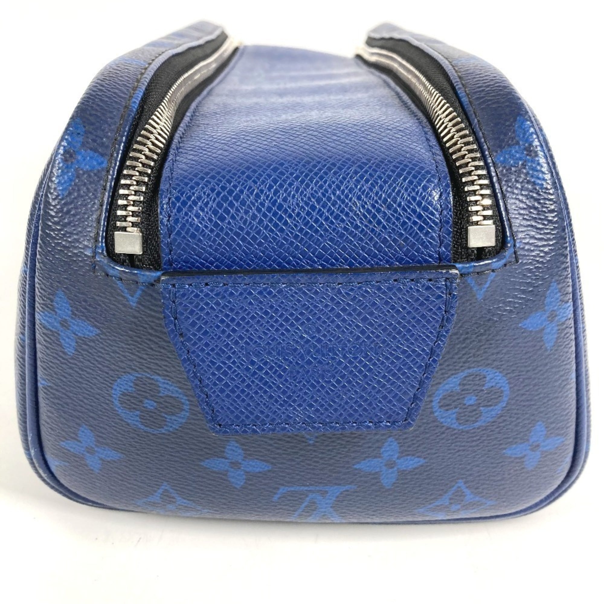 Louis Vuitton Blue Taiga Leather Monogram Canvas Leather Clutch Bag Handbag Pouch