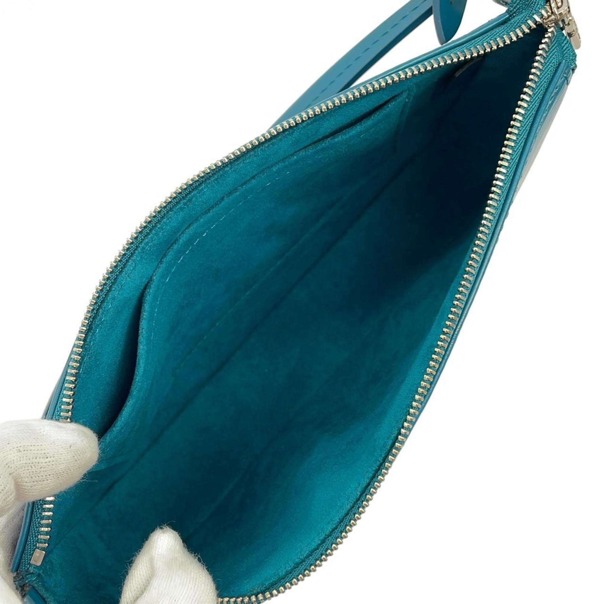 Louis Vuitton Cyan Leather Pochette Pouch