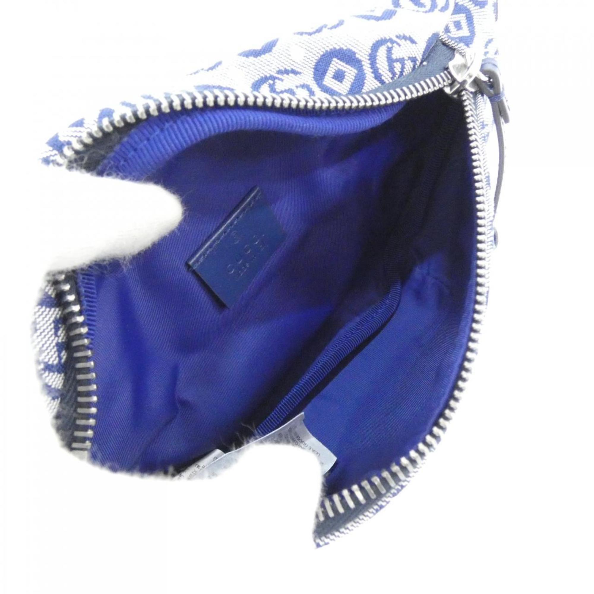 Gucci Blue White Jacquard Cotton Fanny Pack (Pre-Owned)